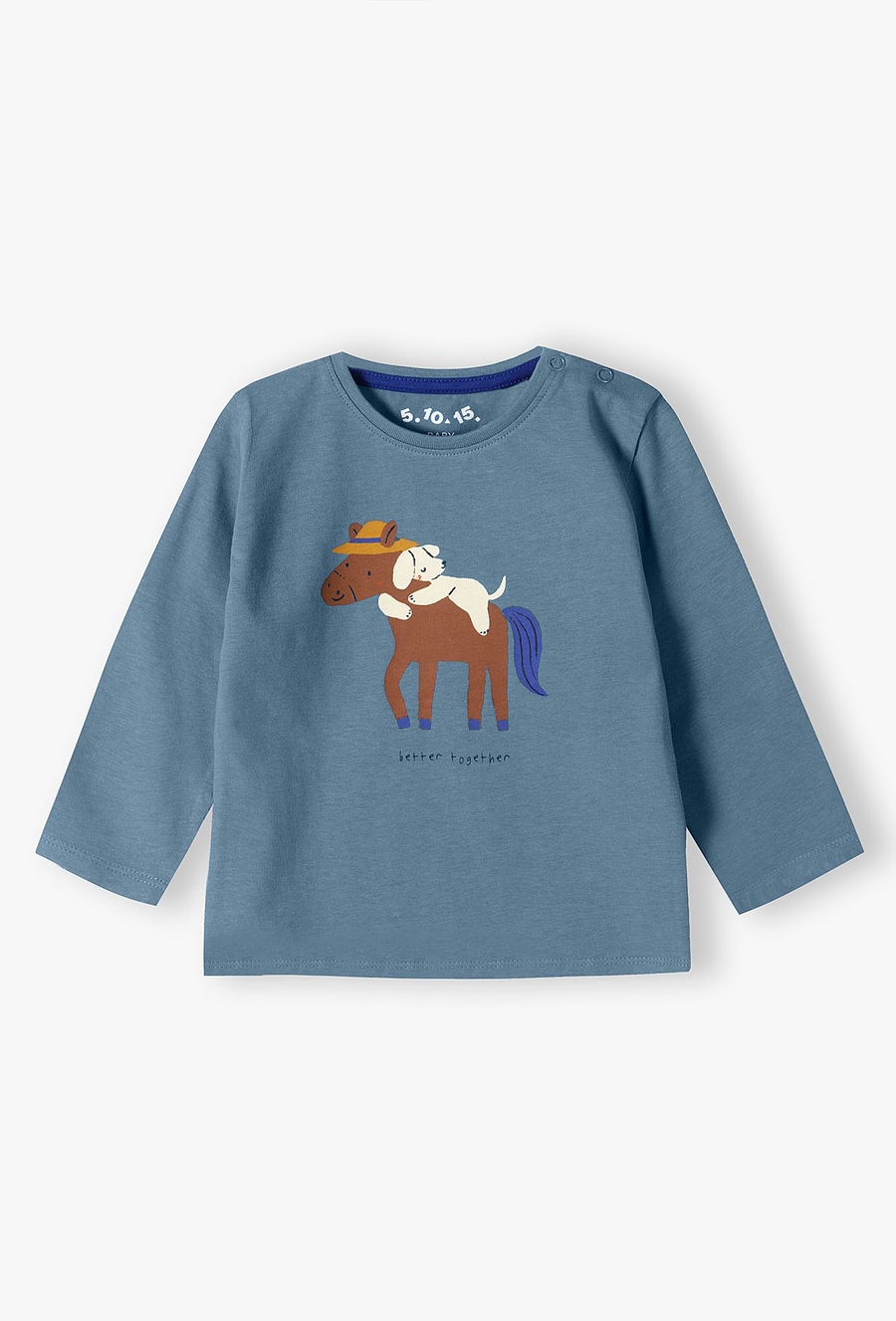 Niebieska bawełniana bluzka niemowlęca z nadrukiem