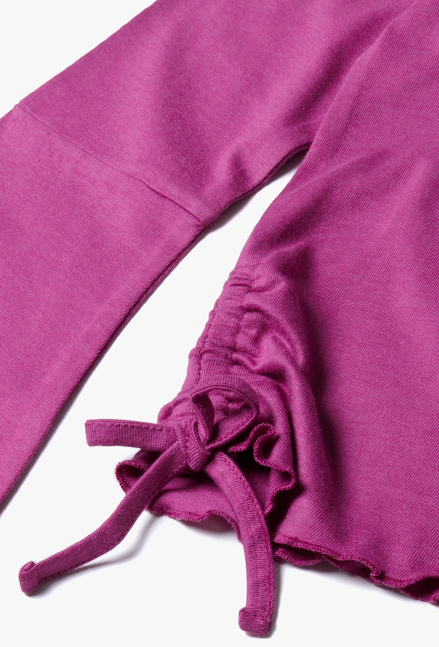 Różowa bluzka dziewczęca z rozszerzanymi rękawami