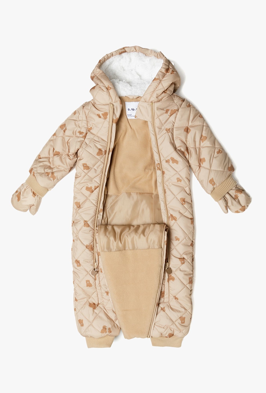 Kombinezon zimowy dla niemowlaka - beżowy w misie - 510.15.