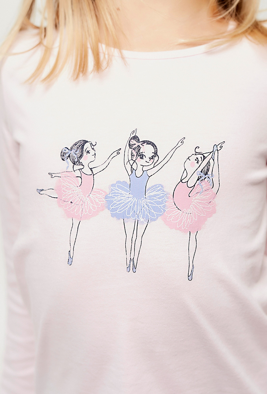 Bluzka dziewczęca różowa z długim rękawem - baletnice - 510.15.