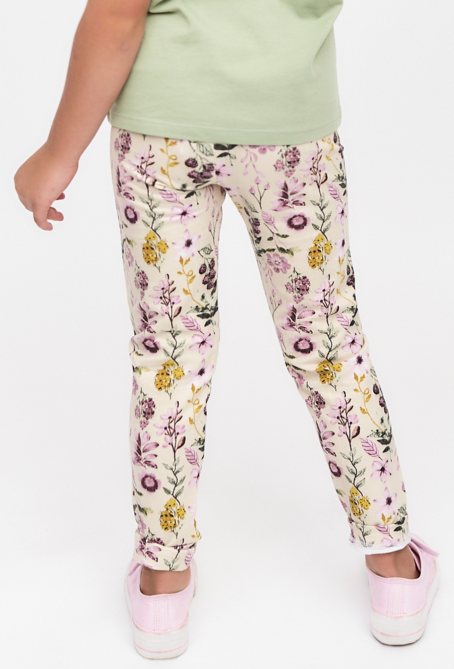 Legginsy dziewczęce dzianinowe w kwiatki - 510.15.
