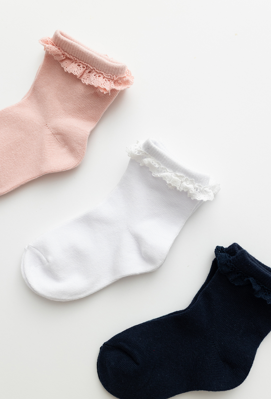 Skarpetki dziewczęce 3-pak z ozdobną koronką