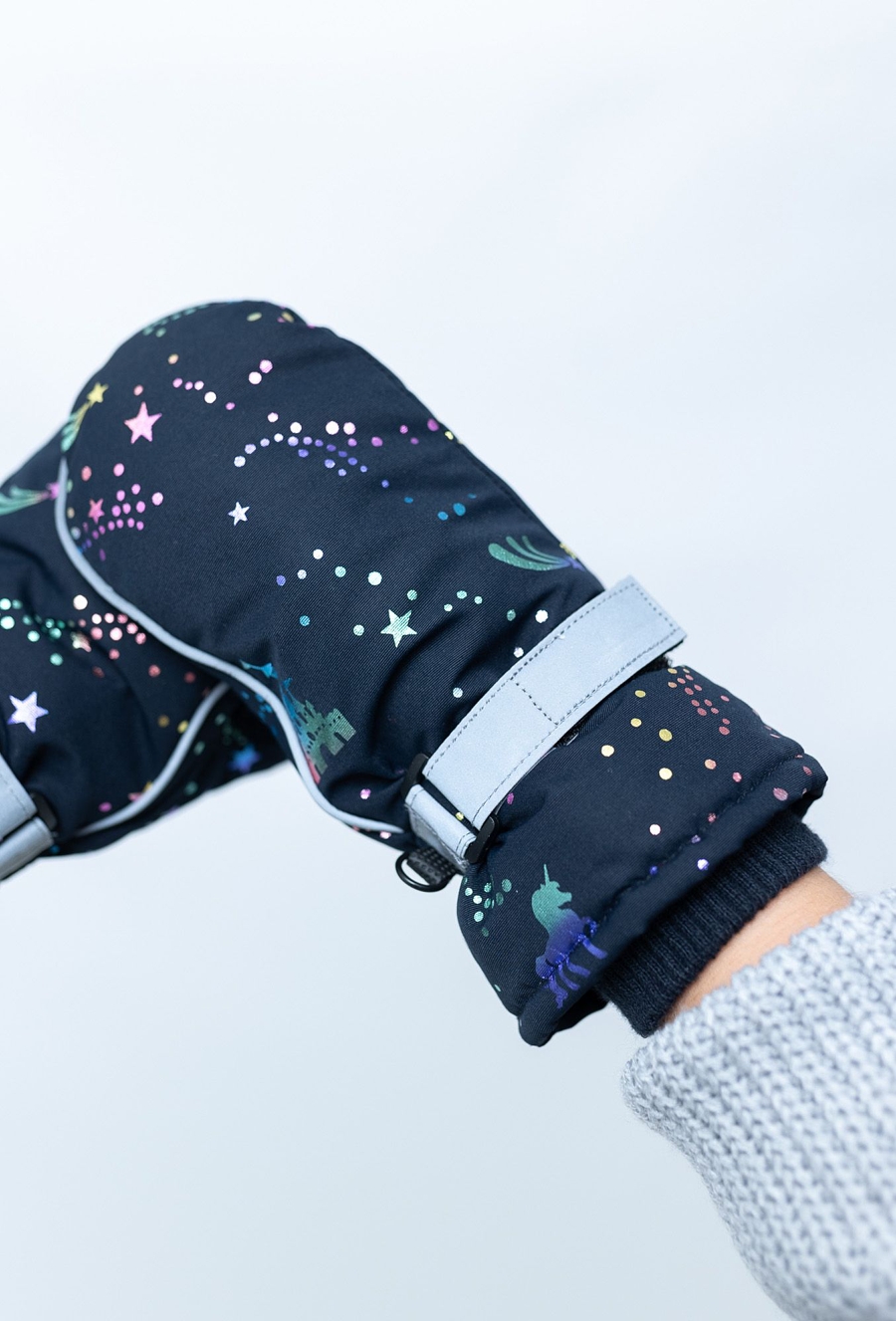 Rękawiczki narciarskie dla dziewczynki z odblaskami
