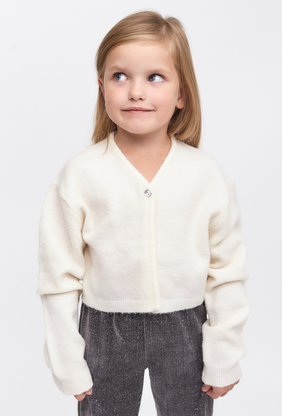 Biały kardigan rozpinany dla dziewczynki