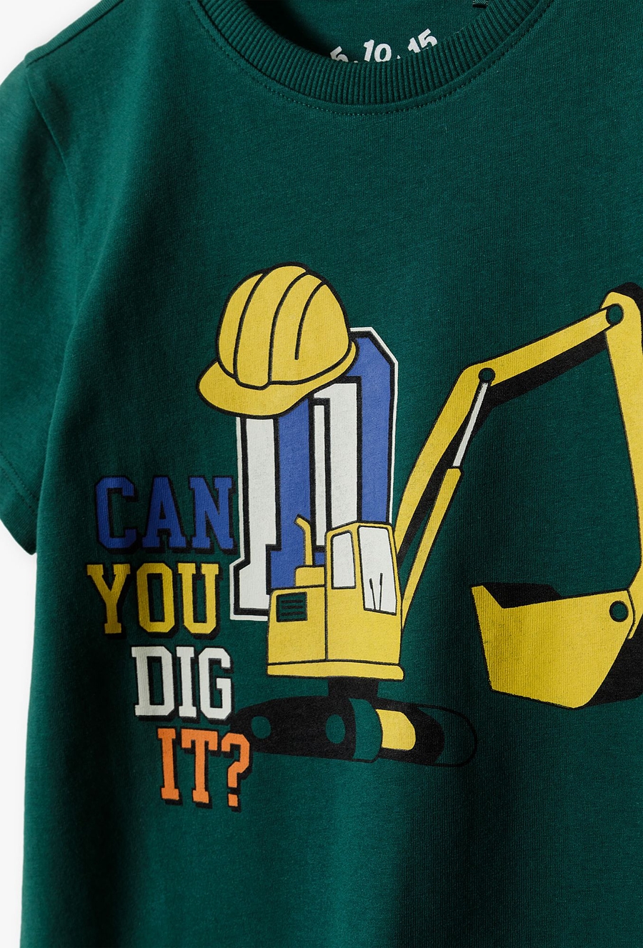 T-shirt dla chłopca - zielony z koparkę - 510.15.