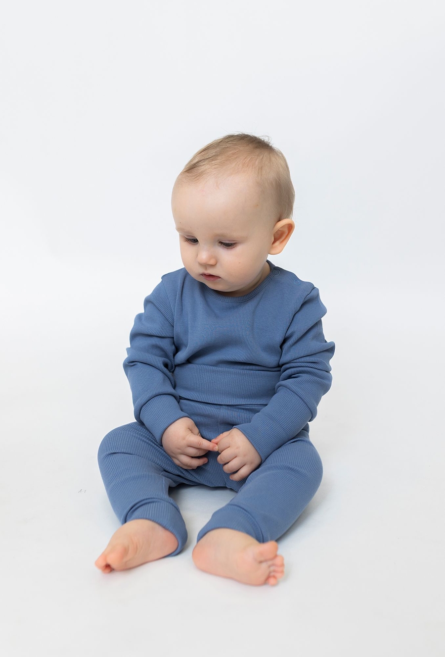 Legginsy niemowlęce - niebieskie w prążki