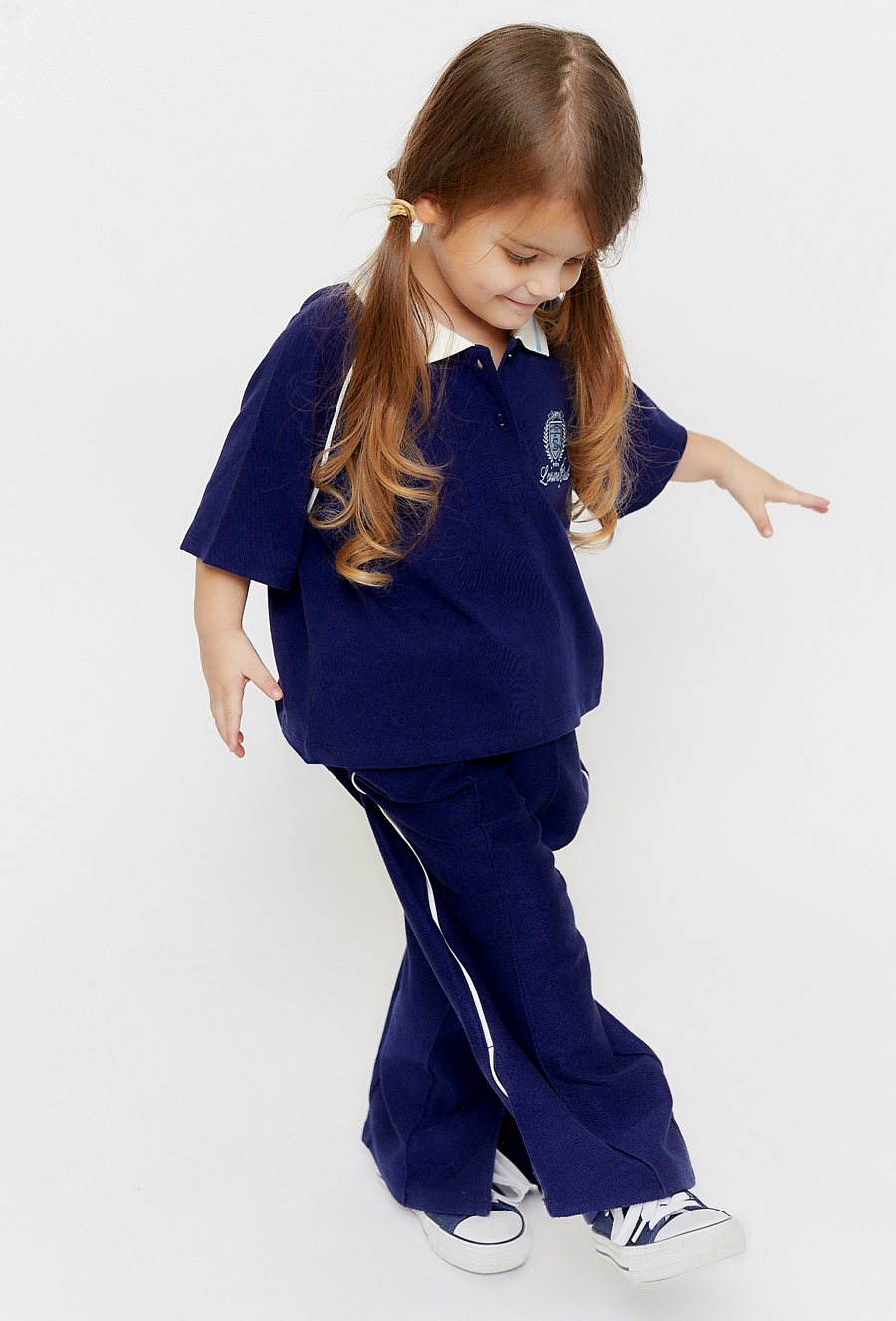 Granatowa koszulka dziewczeca z kołnierzykiem - limited edition
