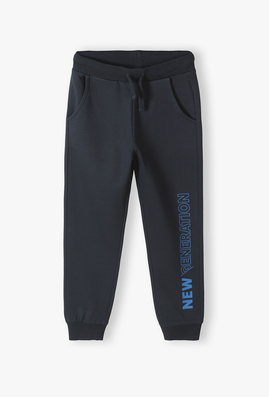 Czarne dzianinowe spodnie dresowe dla chłopca - New generation