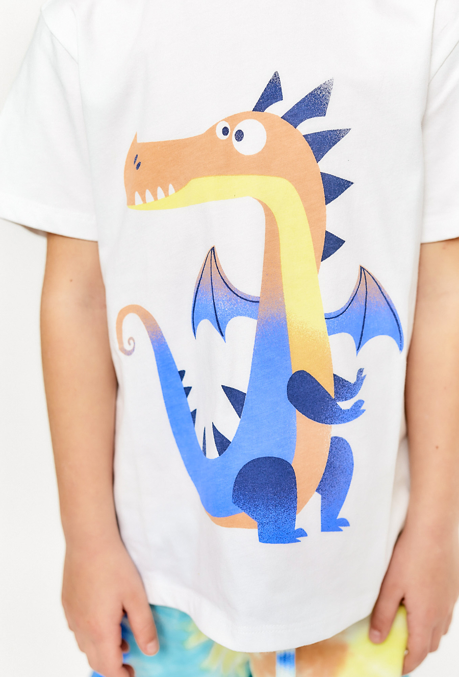 T-shirt chłopięcy biały ze smokiem - 510.15.