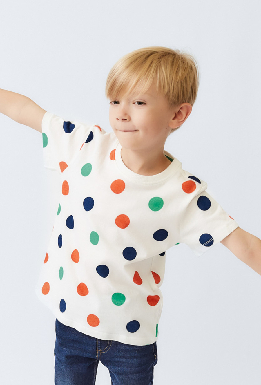 Koszulka ecru w kolorowe opki