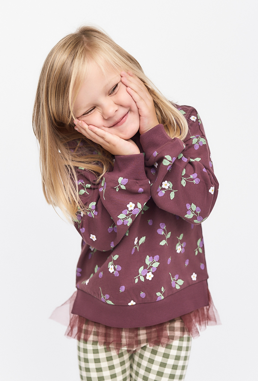 Bluza z nadrukiem i tiulowym dołem