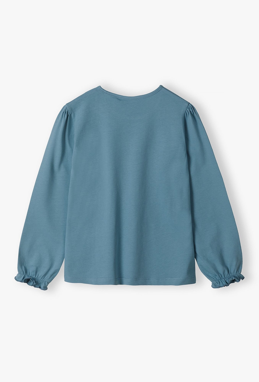 Dzianinowa niebieska bluzka z długim rękawem