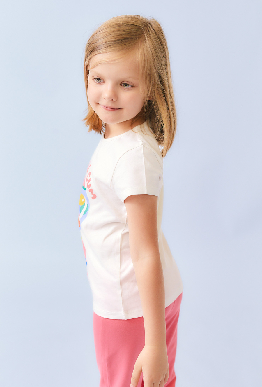 Koszulka dziewczęca z nadrukiem i brokatem
