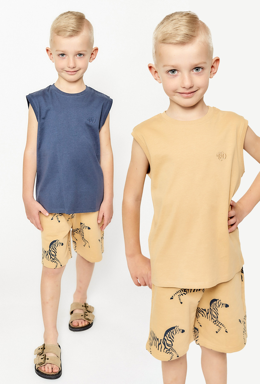 2-pak koszulek na lato - brązowa i granatowa