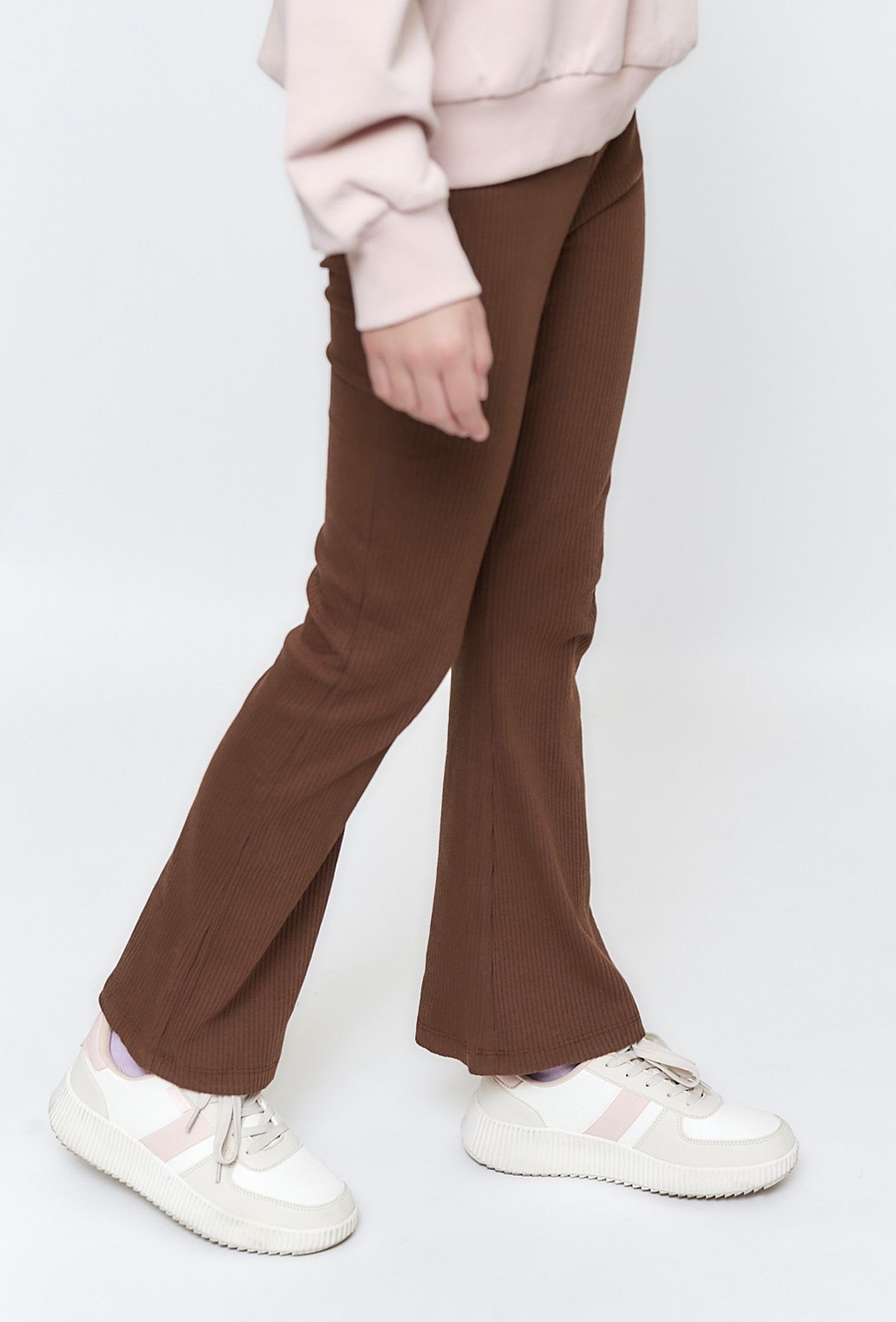 Spodnie flare - prążkowana faktura