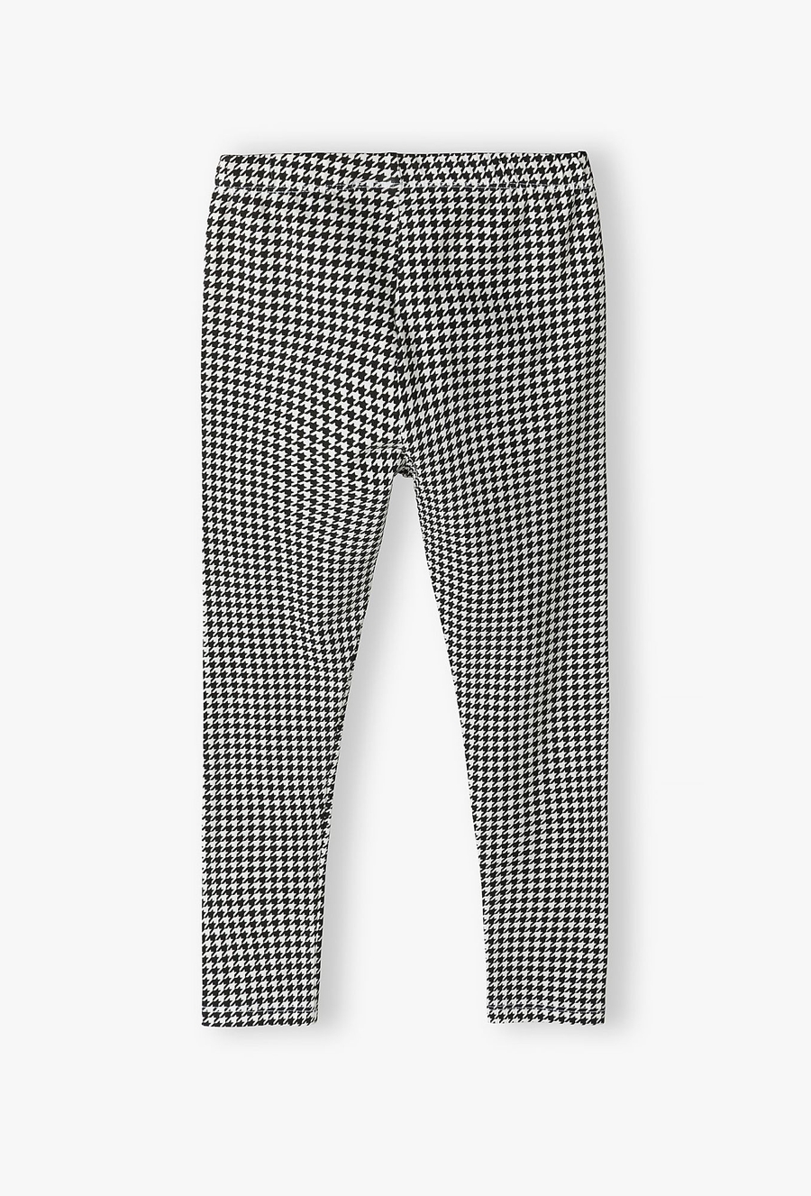 Dzianinowe leginsy dla dziewczynki - biało-czarna pepitka