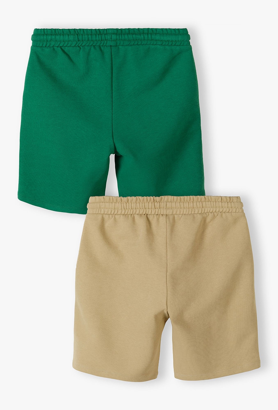 Dzianinowy 2pak szortów dla chłopca - zielone i beżowe