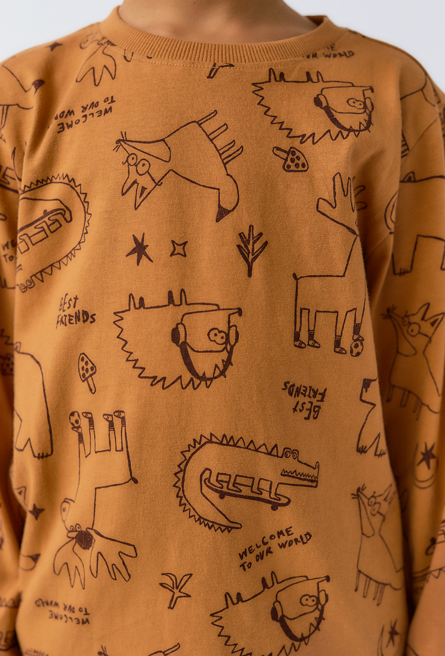 Bluzka chłopięca z długim rękawem – zwierzęcy nadruk