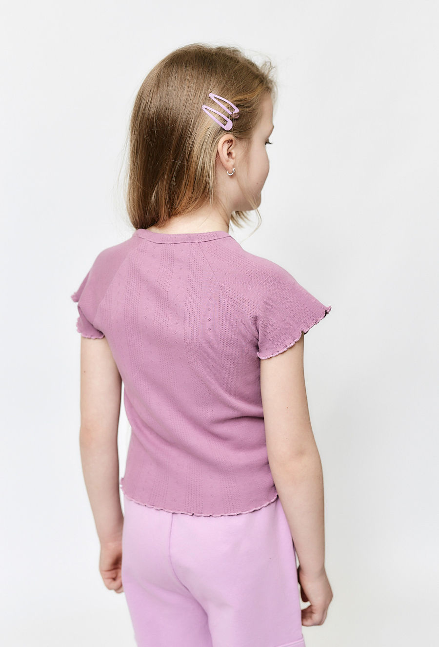 T-shirt dziewczęcy prążkowany