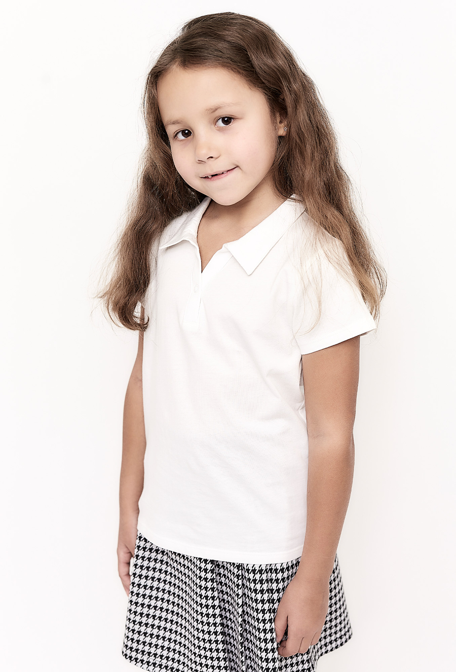 Biały t-shirt dziewczęcy z kołnierzykiem - Lincoln&Sharks