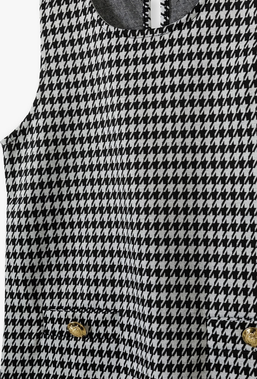 Elegancka sukienka dla dziewczynki - biało-czarna pepitka