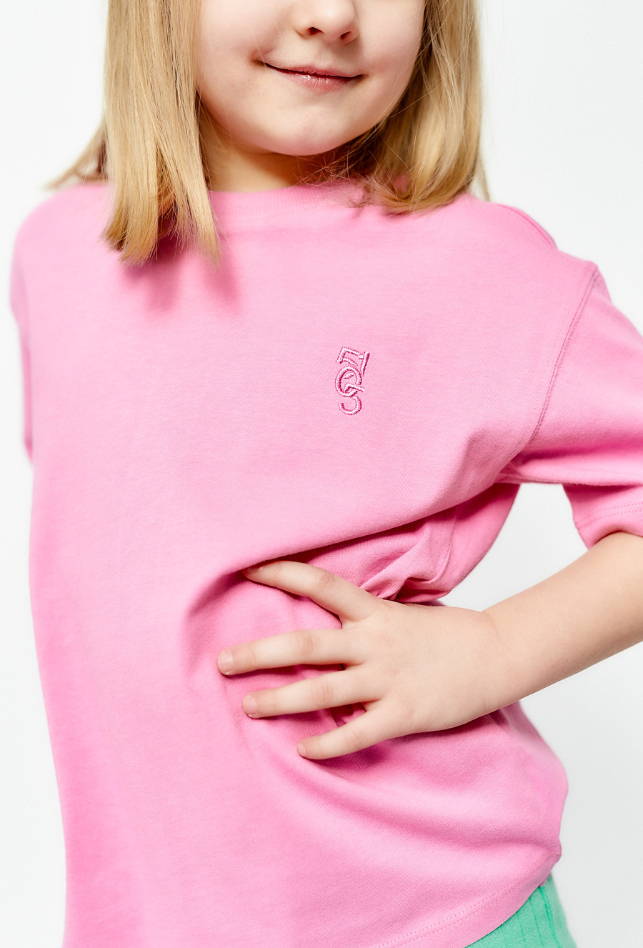 Bawełniany T-shirt dziewczęcy różowy