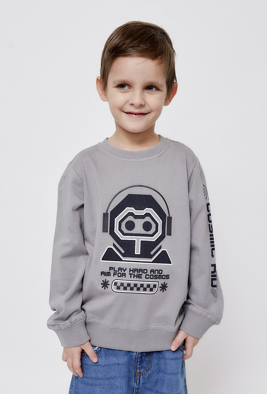 Bluza dresowa dla chłopca- szara z robotem