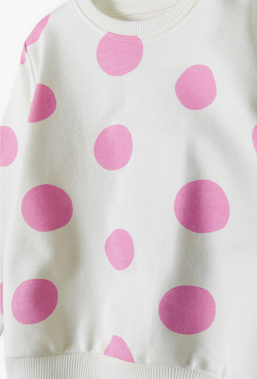 Bluza dresowa dla niemowlaka - biała w różowe grochy - 510.15.