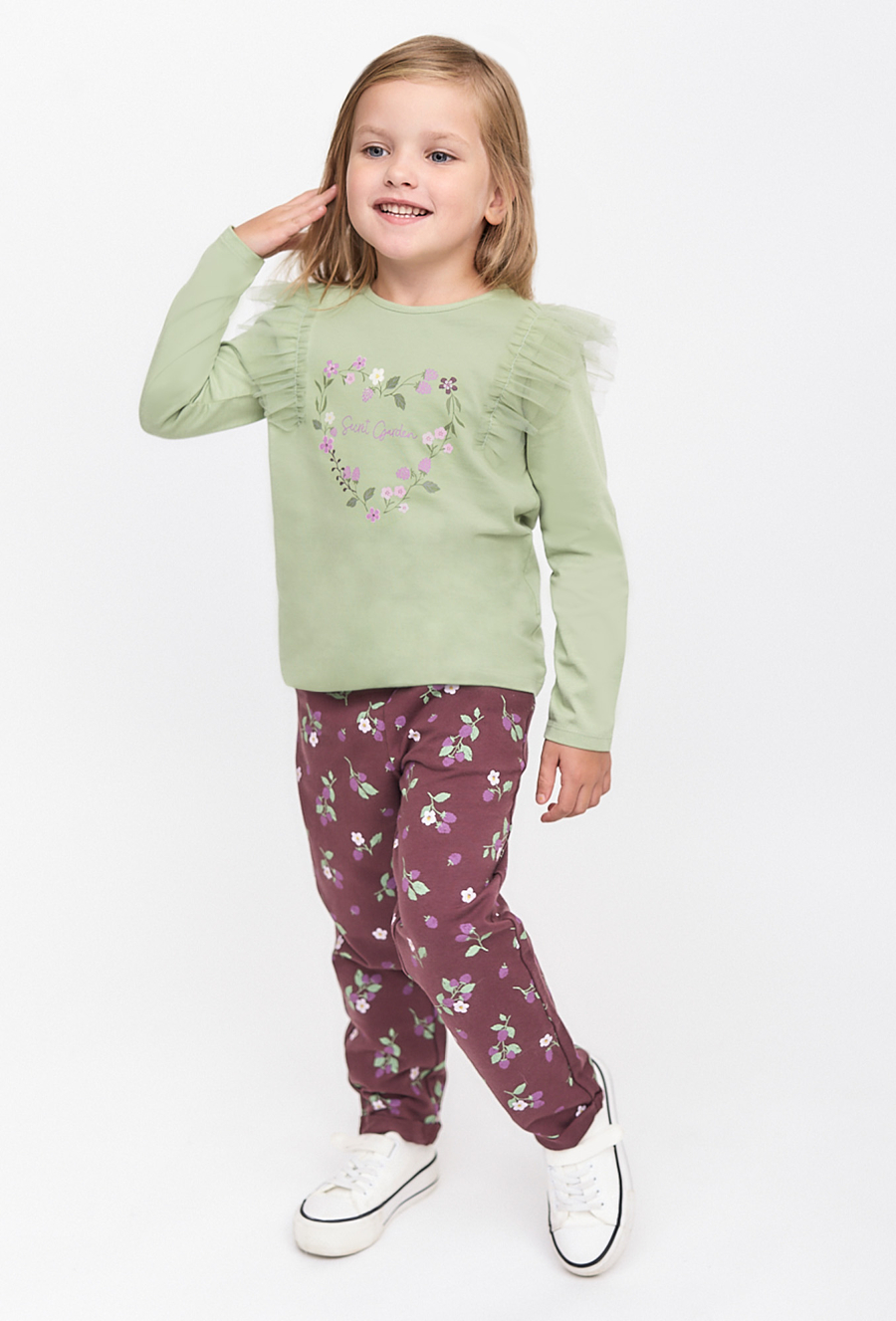 Spodnie dresowe dla dziewczynki - bordowe z nadrukiem - 510.15.