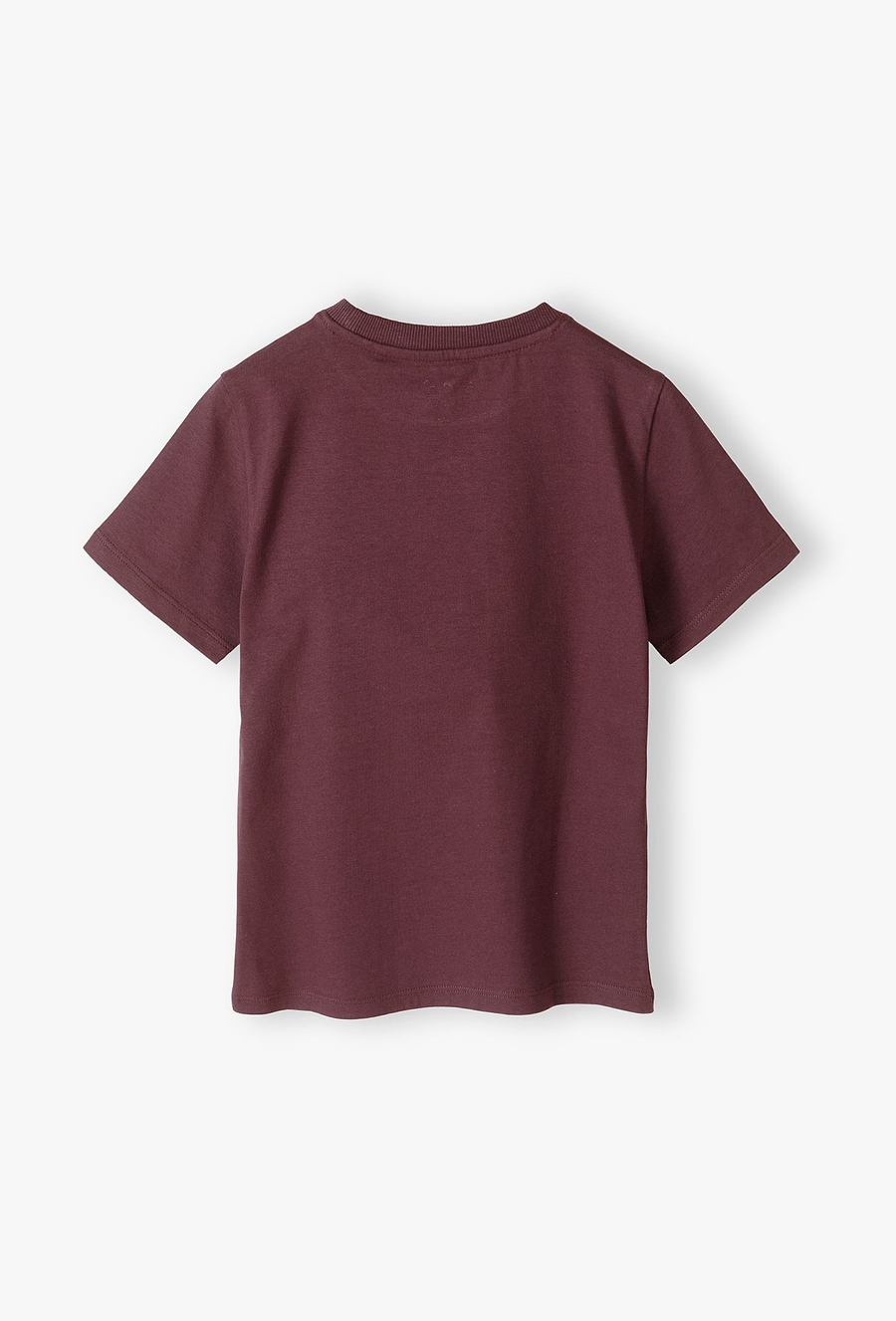 Dzianinowy t-shirt dla chłopca z napisem Łobuz - bordowy