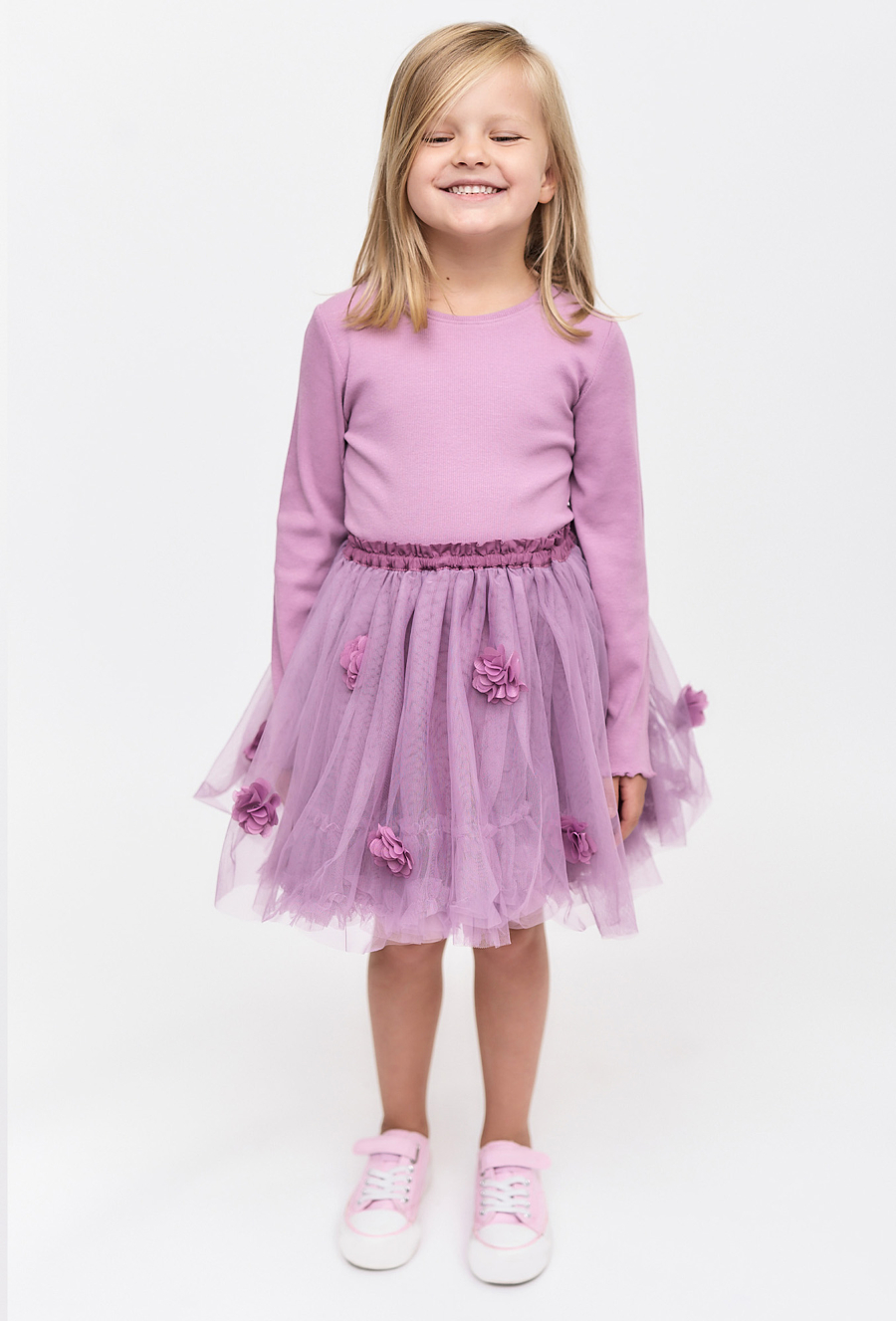 Fioletowa bluzka dziewczęca z prążkowanej dzianiny - 510.15.