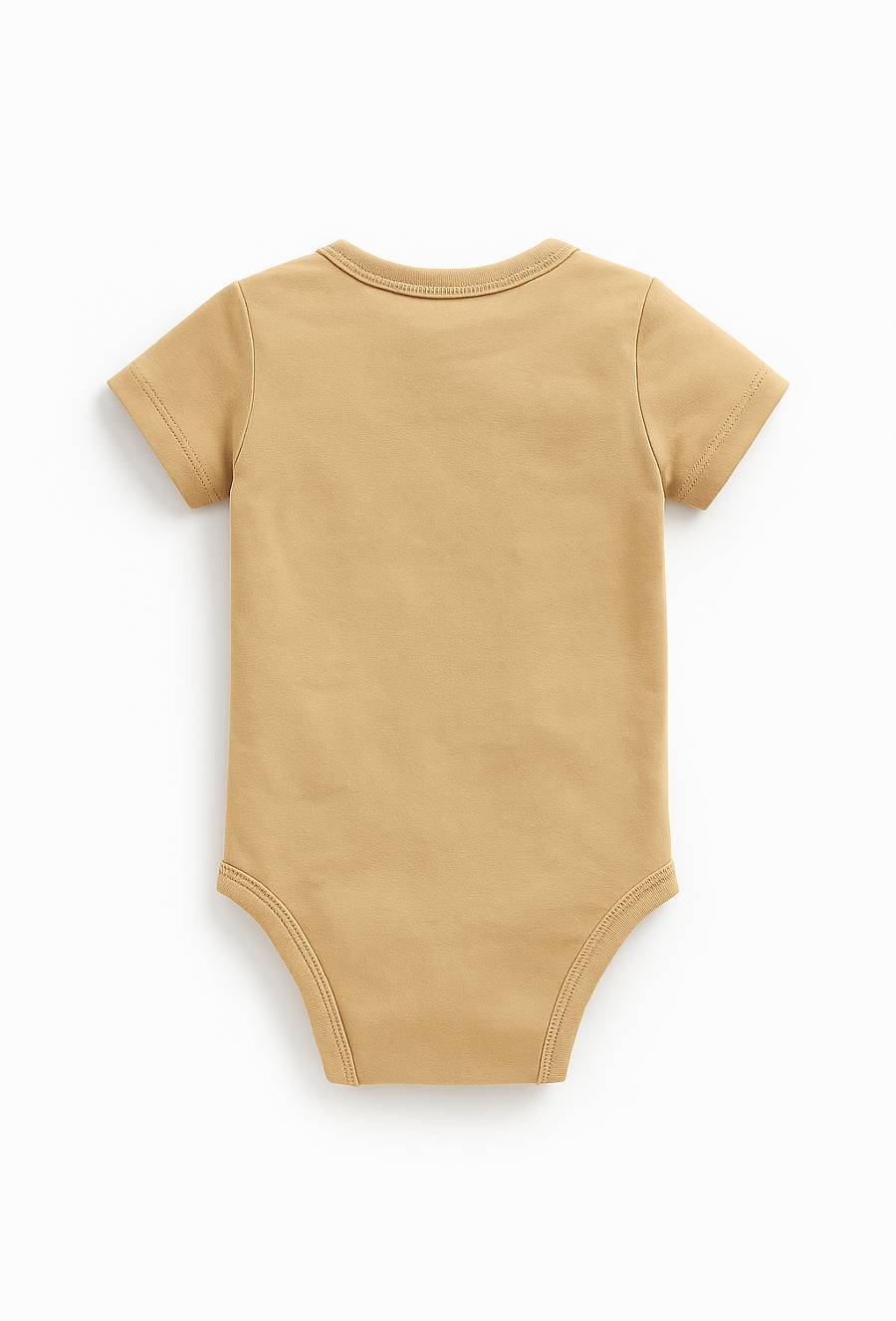 Beżowe body niemowlęce z nadrukiem pieska. ótki rękaw