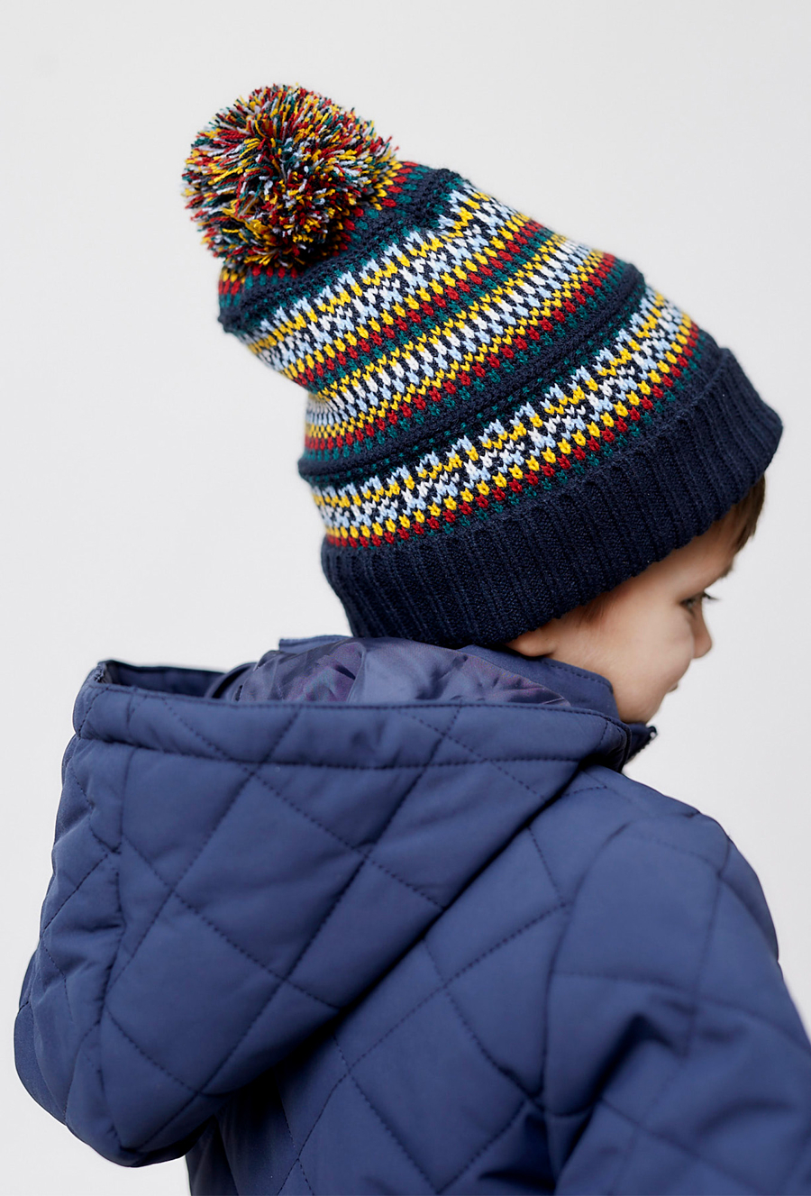 Czapka zimowa dla chłopca- granatowa we wzorki - 510.15.
