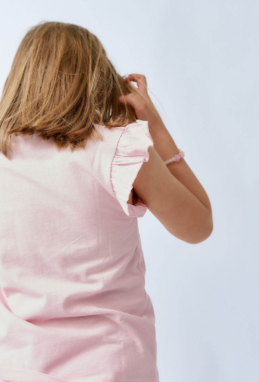 T-shirt dziewczęcy - różowy z ozdobnymi rękawami