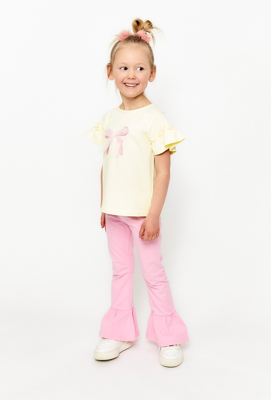 Spodnie dziewczęce z falbaną