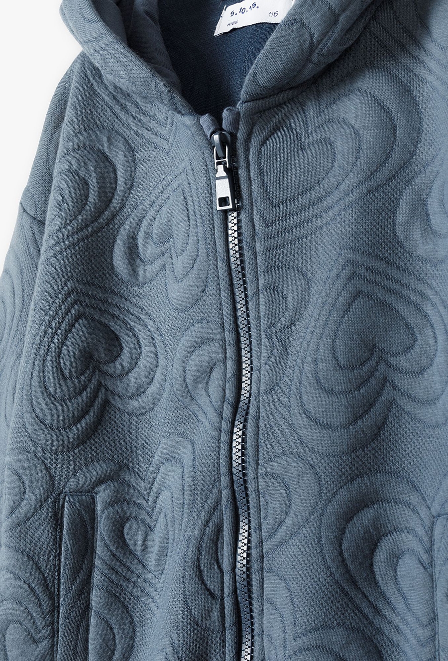 Niebieska bluza dresowa z kapturem i pikowanymi przeszyciami