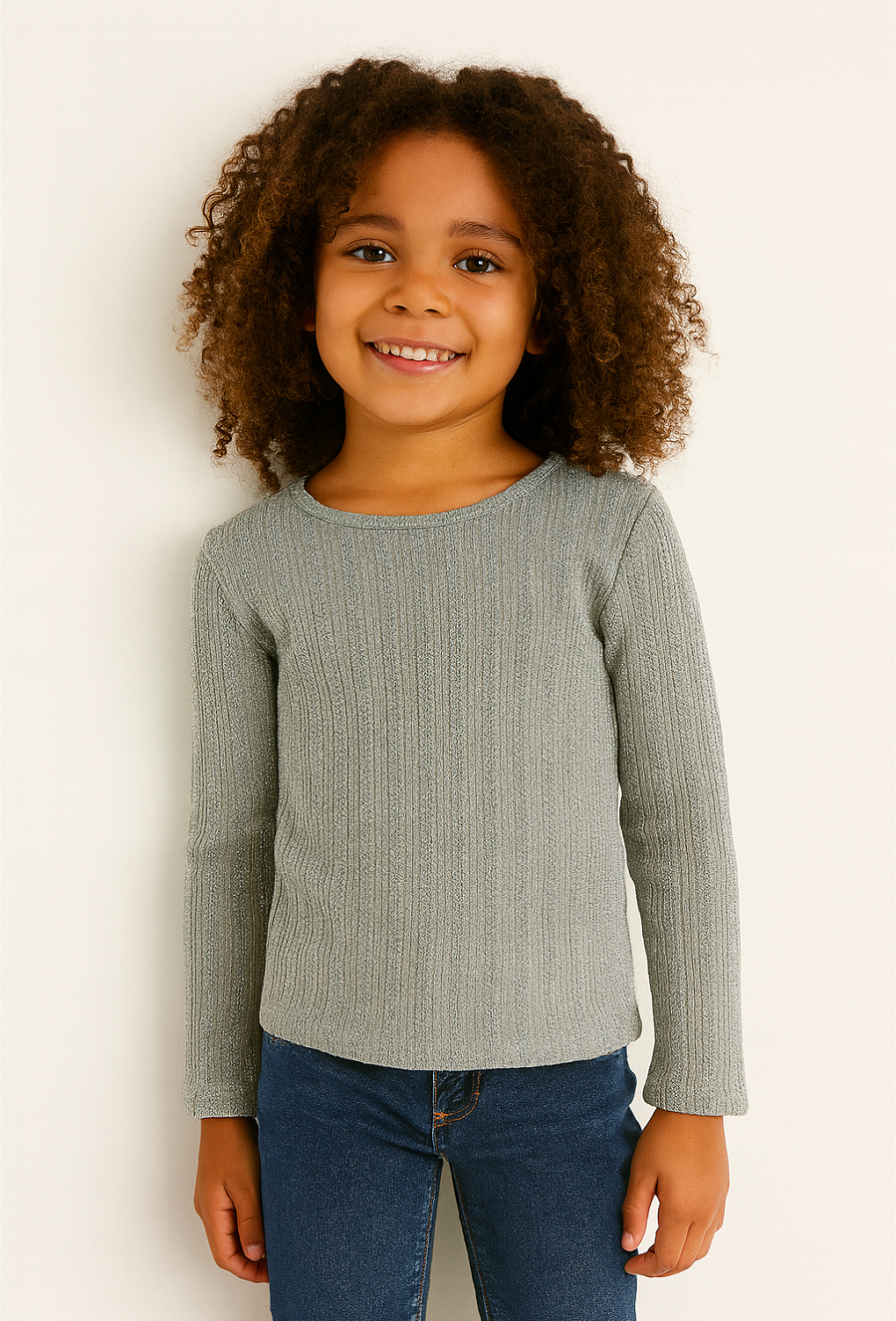 Dziewczęca bluzka prążkowana z połyskiem