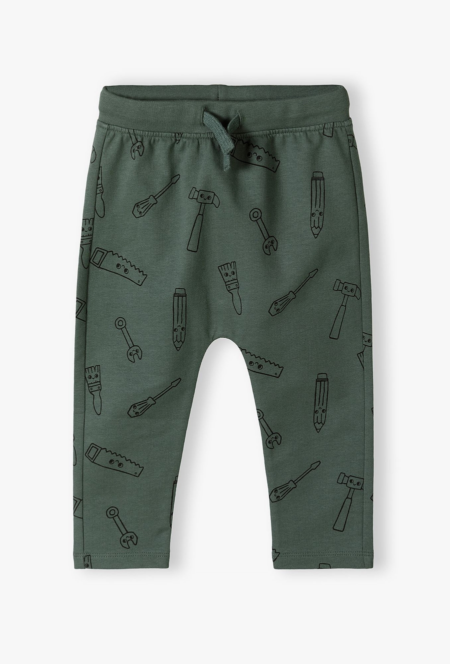 Zielone bawełniane spodnie dresowe niemowlęce