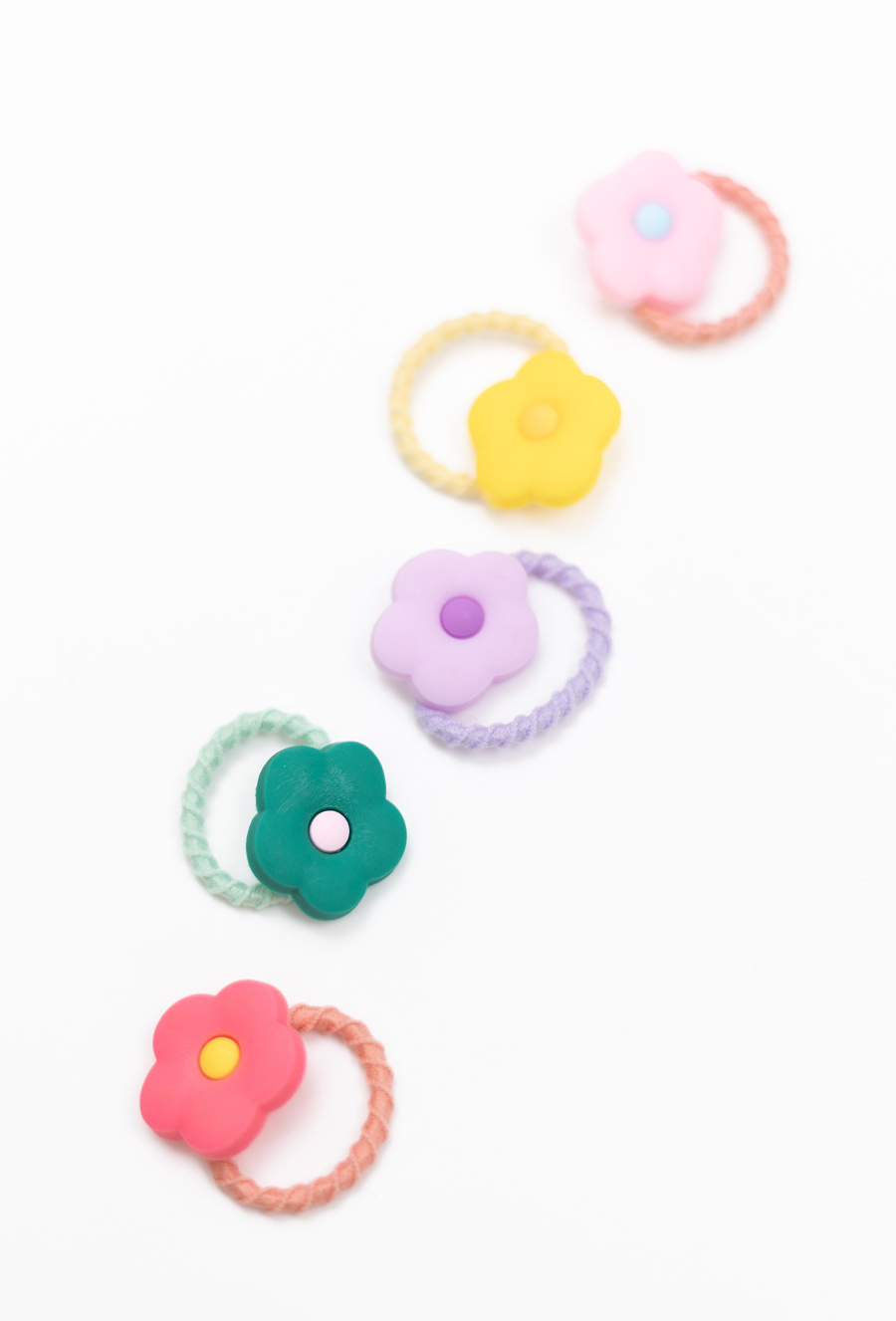 Kolorowe gumki do włosów - kwiatki