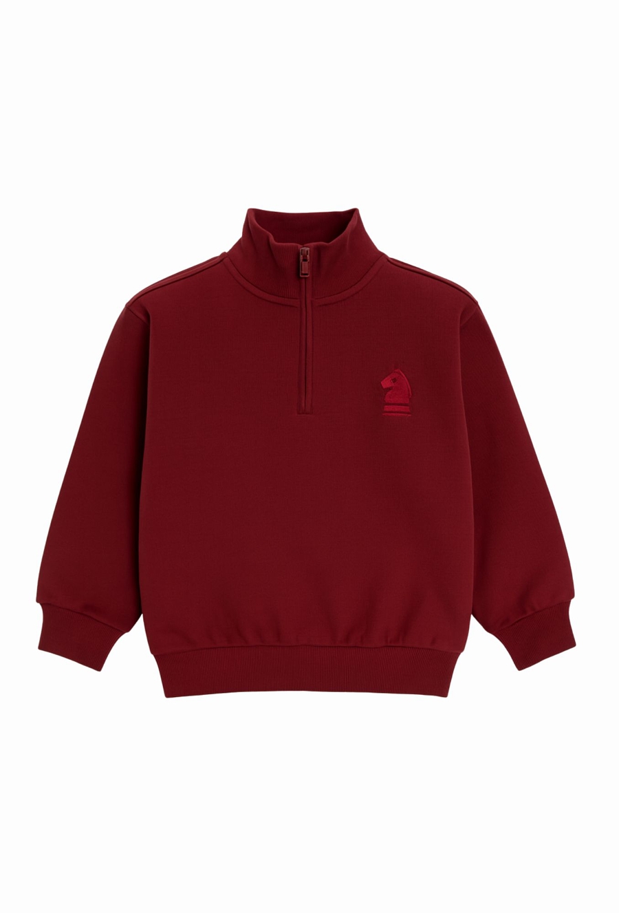 Bluza dziecięca czerwona na stójce z haftem szachowym