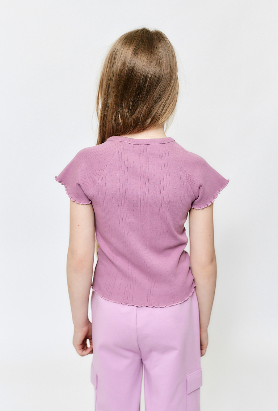 T-shirt dziewczęcy prążkowany