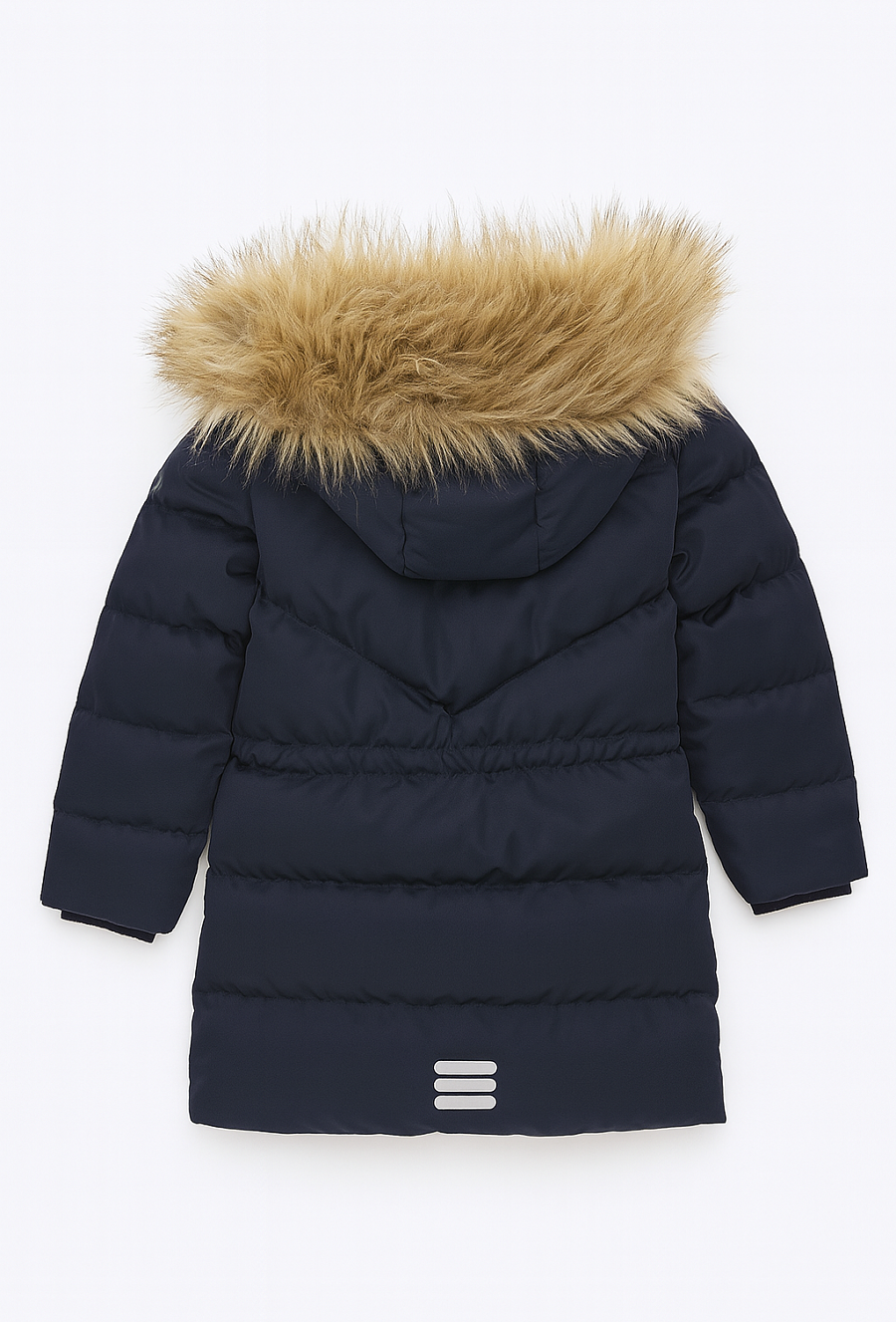 Granatowa kurtka zimowa z kapturem i futerkiem