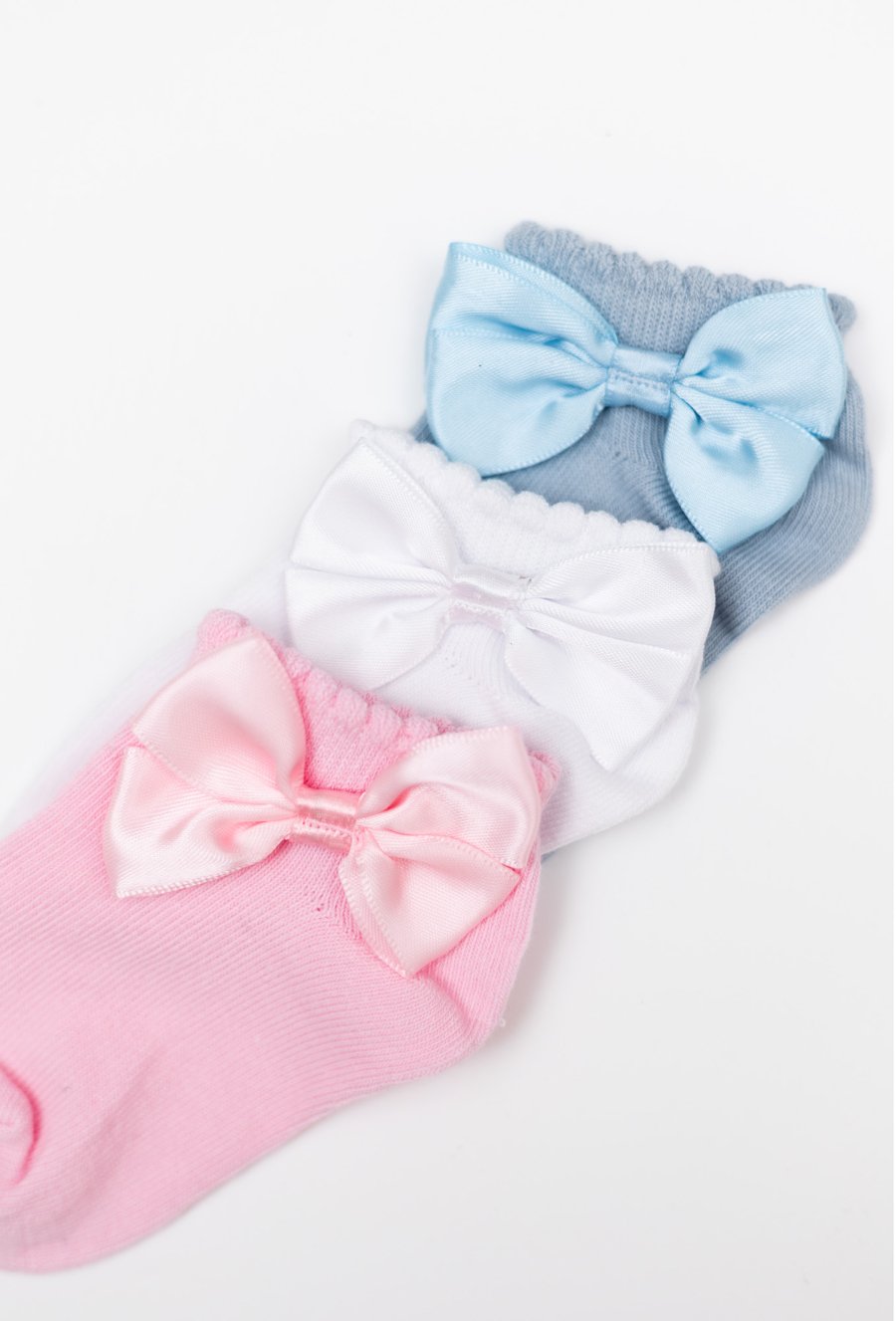 Skarpetki dziewczęce z kokardką - 3-pak
