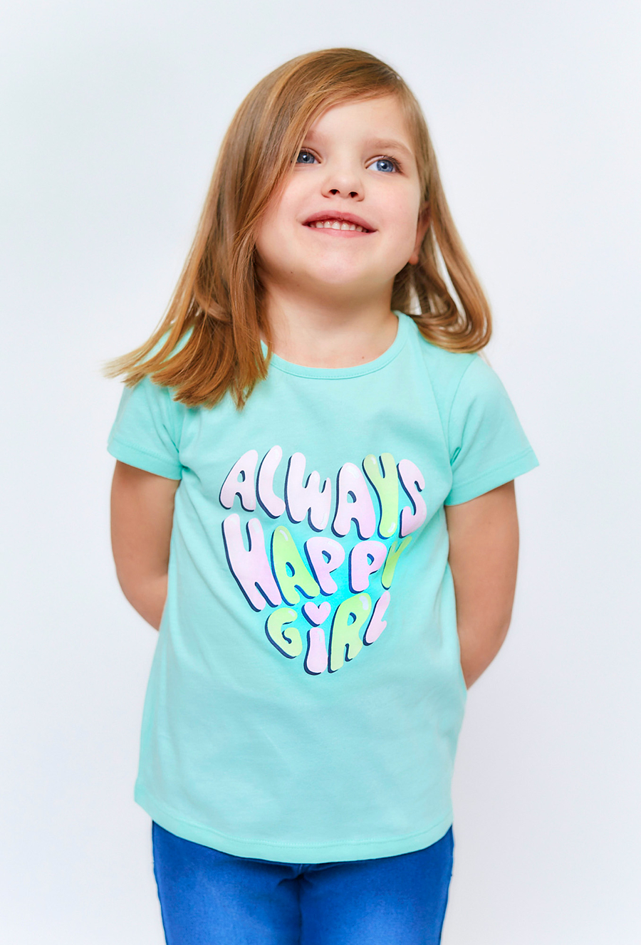 Dziewczęcy t-shirt z błyszczącym nadrukiem