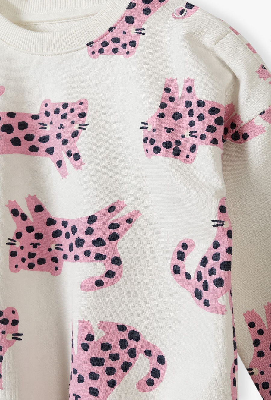 Bluza dresowa dla niemowlaka - ecru w różowe tygryski - 510.15.
