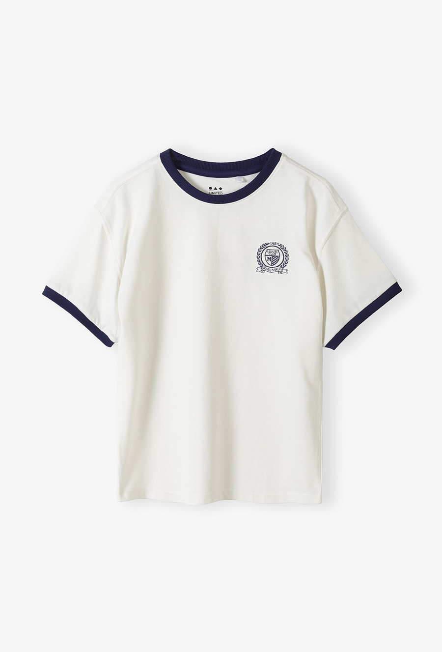 T-shirt dla chłopca - biały z naszywką - Limited Edition