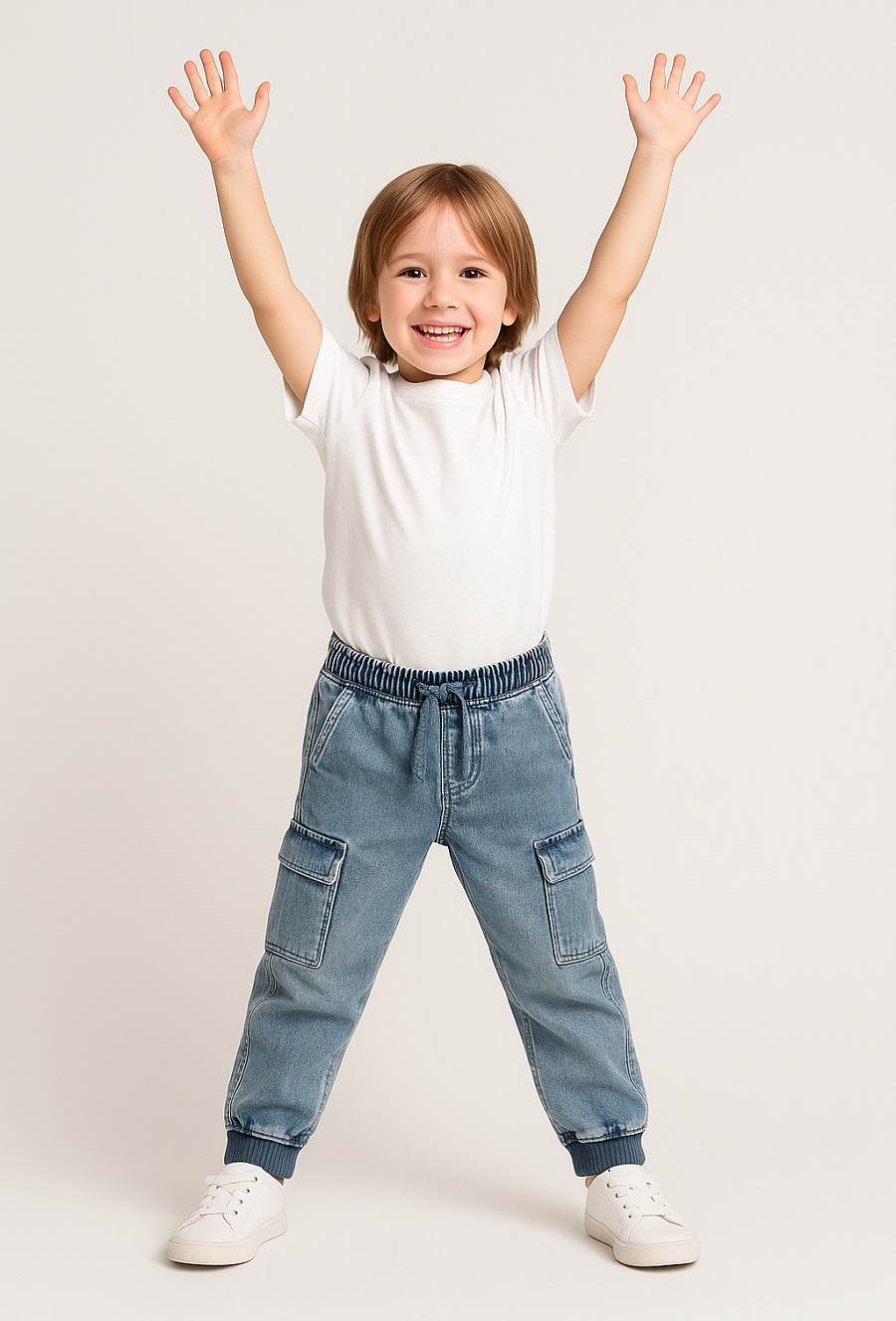 Spodnie chłopięce jeansowe z kieszeniami - niebieskie