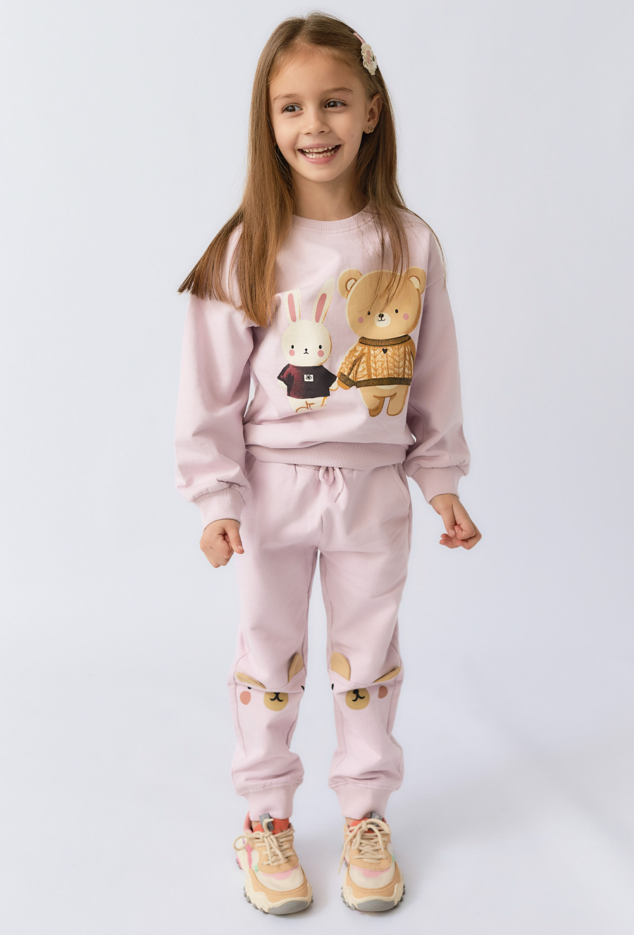 Bluza dziewczęca z nadrukiem misia i óliczka