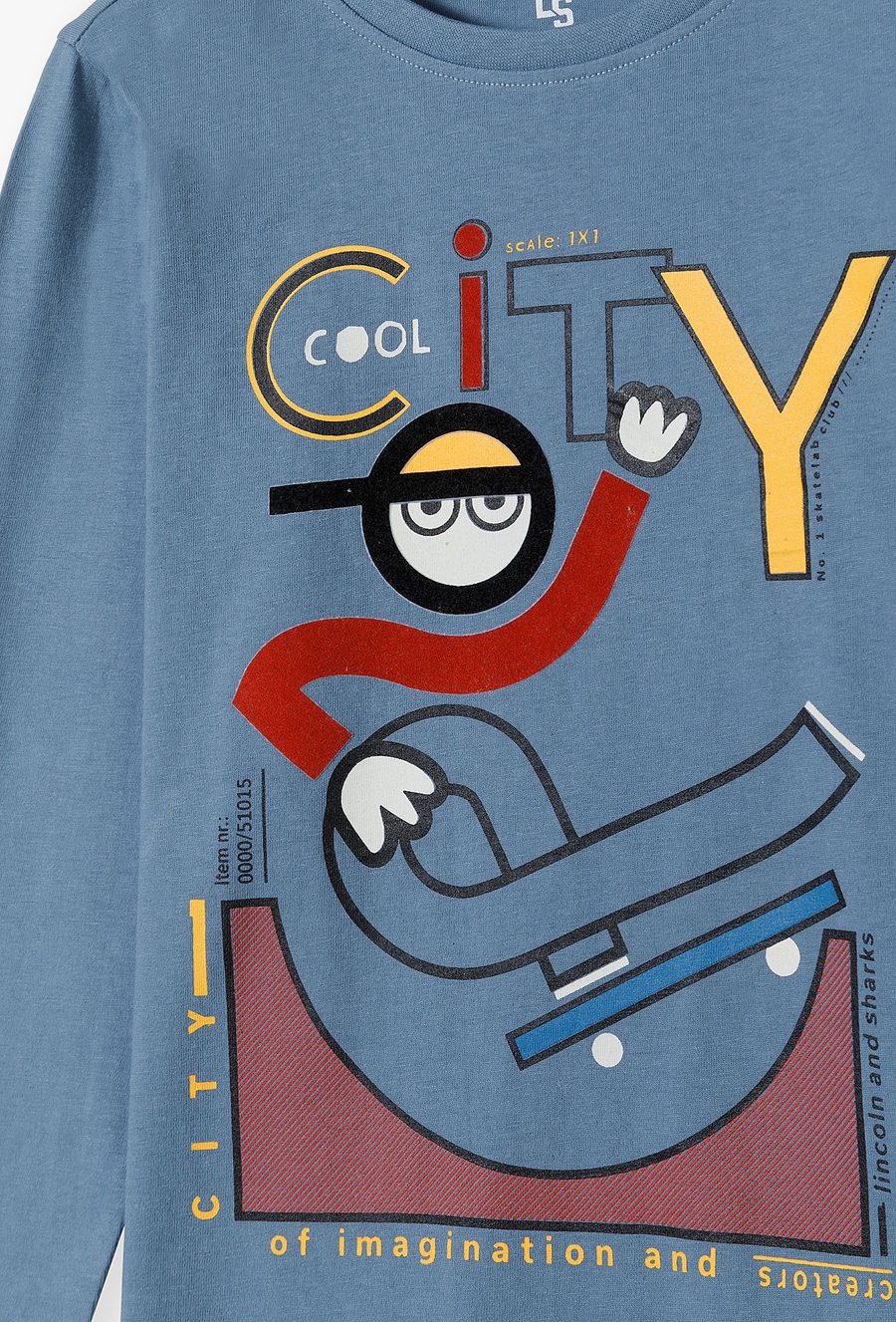 Bluza dla chłopca bawełniana niebieska z nadrukami