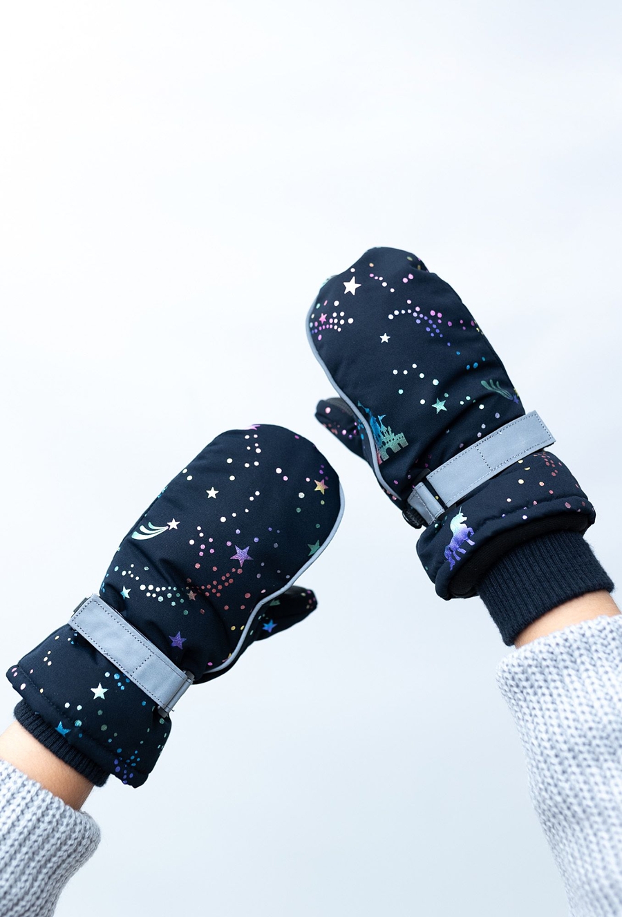 Rękawiczki narciarskie dla dziewczynki z odblaskami